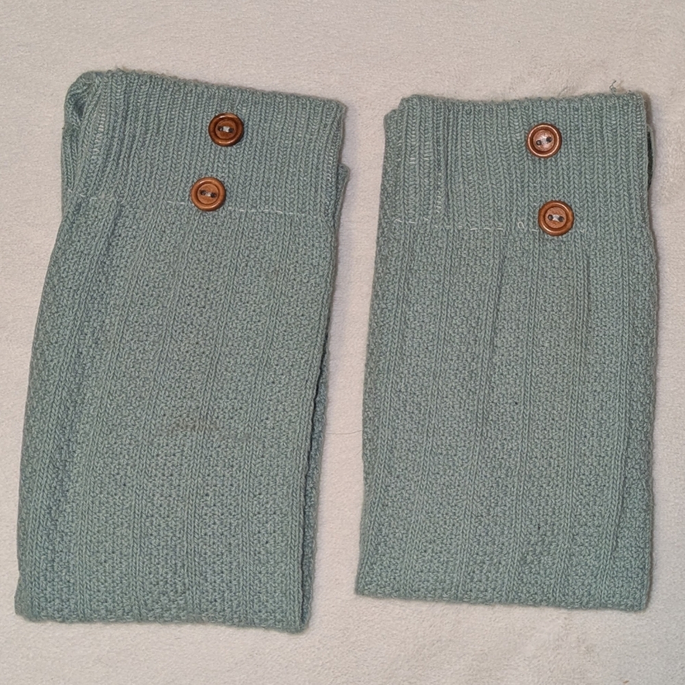 Mint Green Knee-High Socks with Button Detail